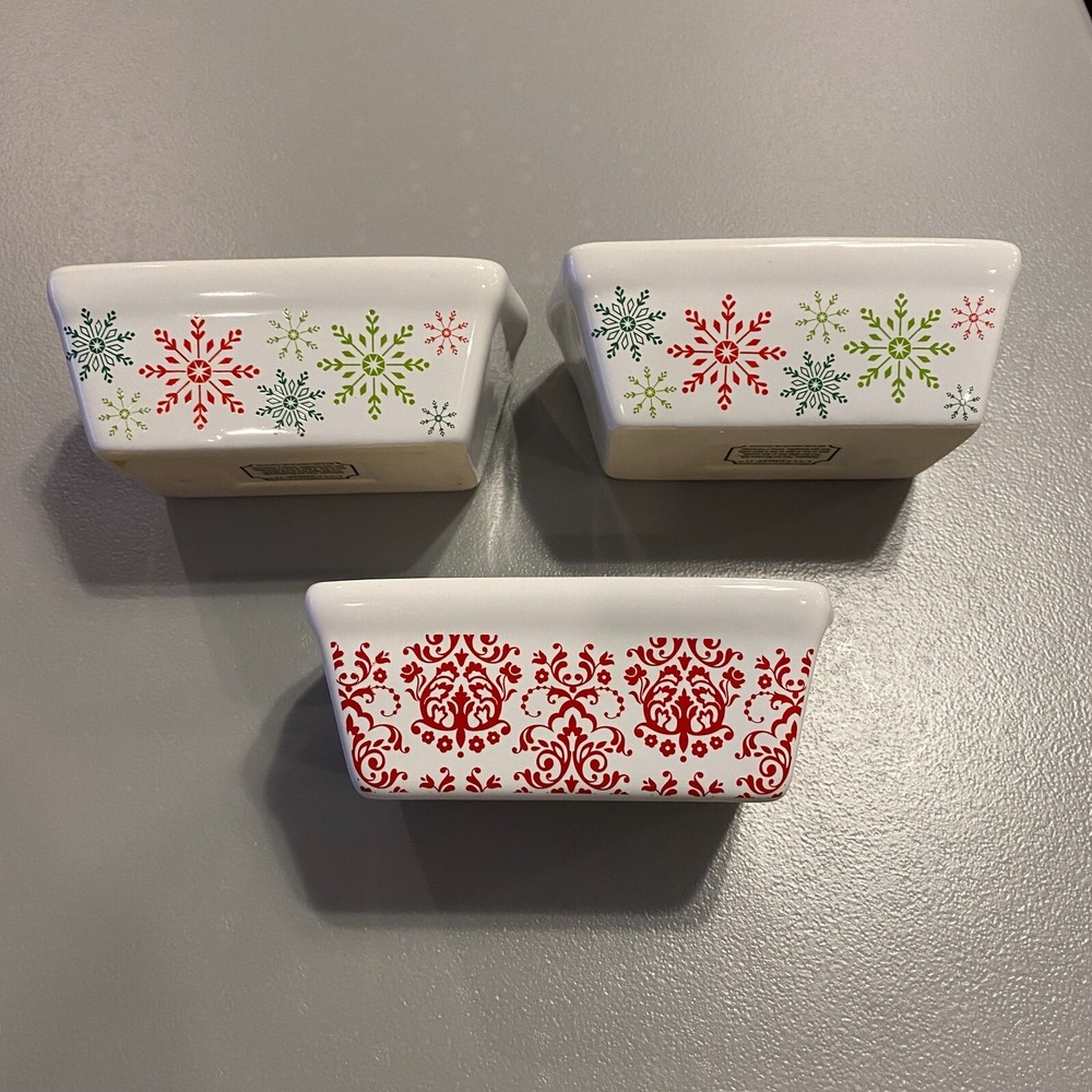 Lot‎ of 3 Mini Snowflake Loaf Dish, Celebrate It. 5x3.5